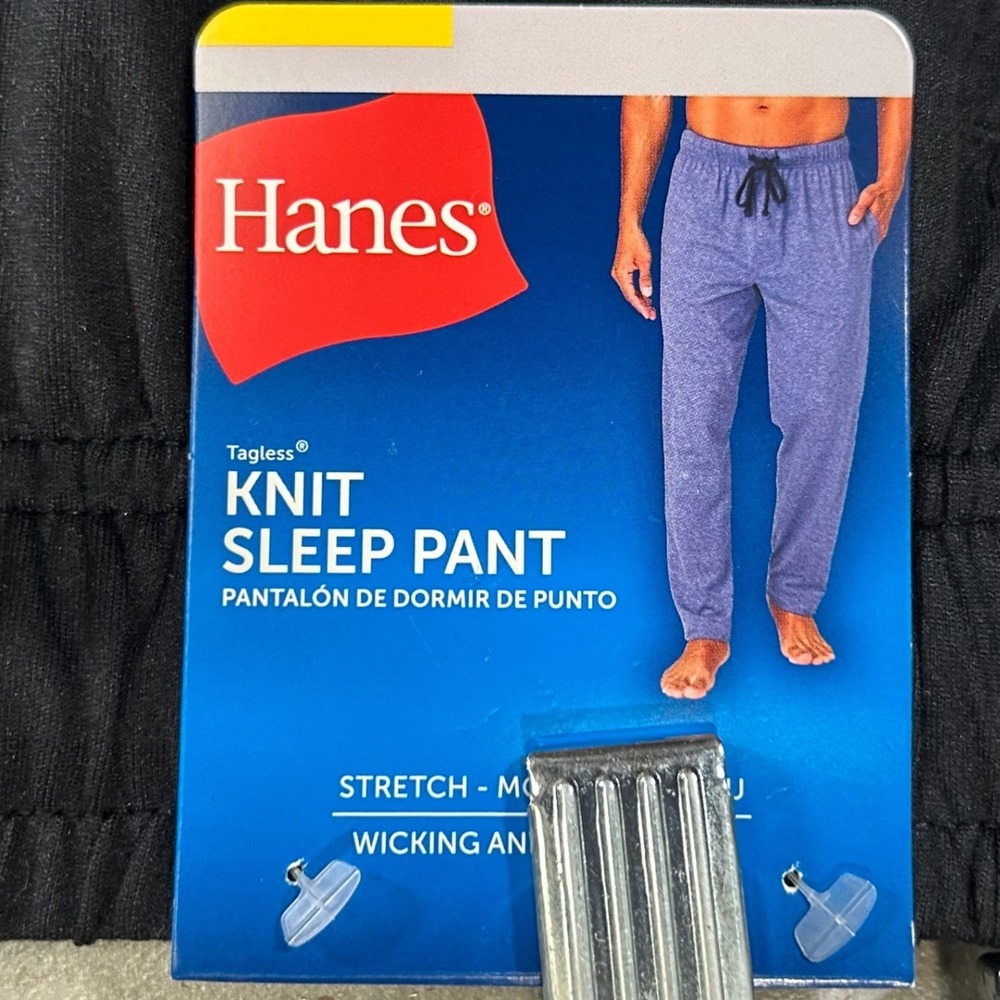Hanes Mens Knit Sleep Pant Black Stretch Wicking Lounge Pajama Bottoms Small - Picture 3 of 9